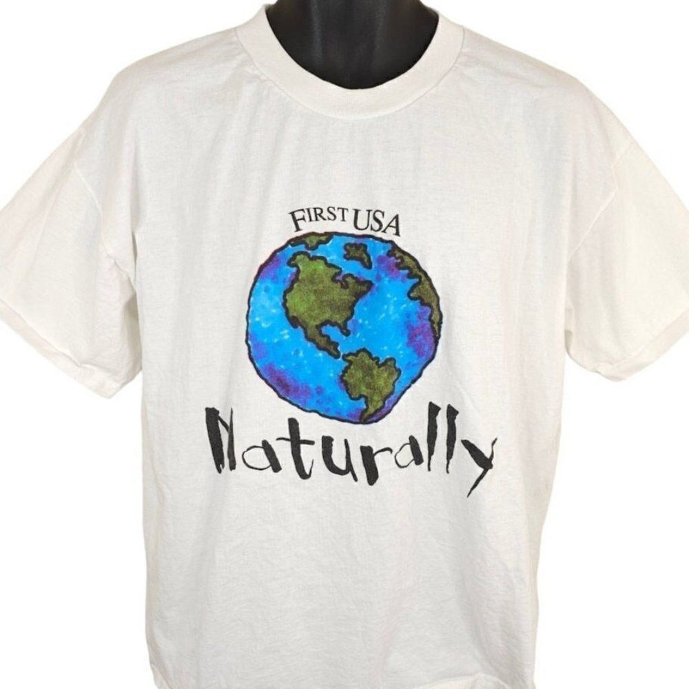 World T Shirt Mens Size XL Vintage 90s Naturally Earth Globe Planet Made In USA